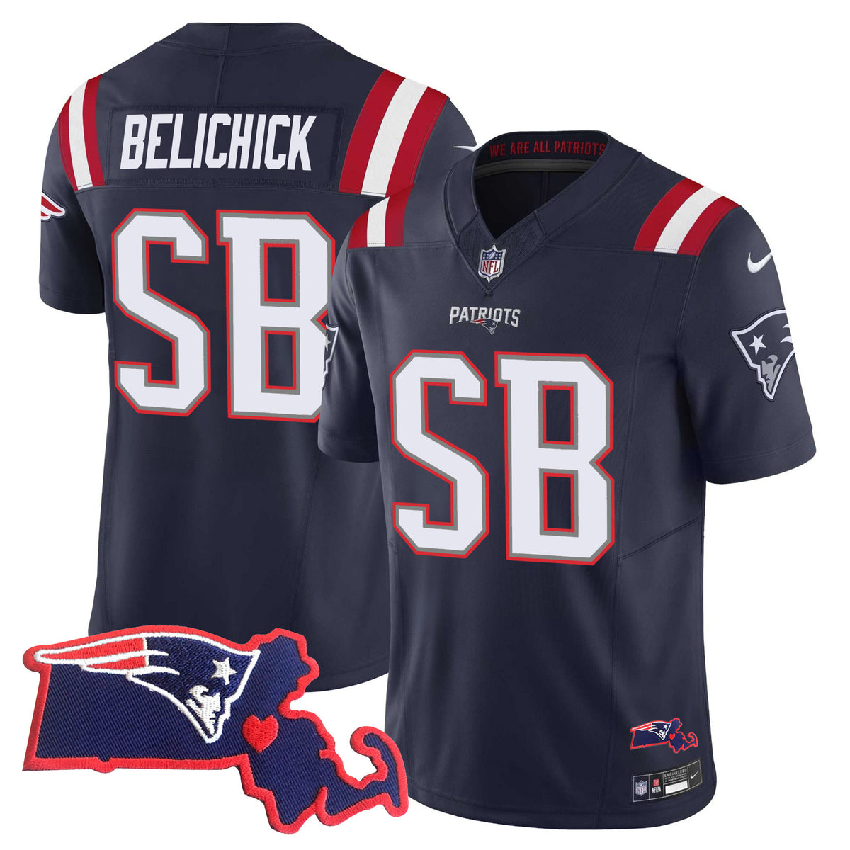 Women's Patriots Bill Belichick SB 36, 38, 39, 49, 51 Champions Vapor Jersey - All Stitched - Navy - Bill Belichick — view 1