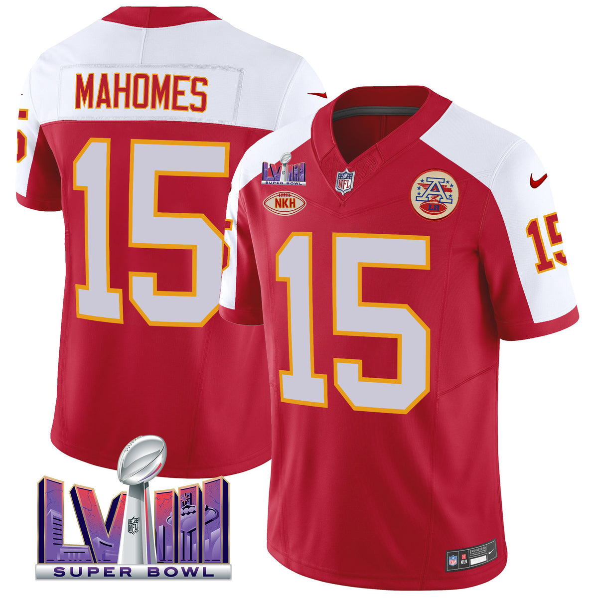 Men's Chiefs Throwback Super Bowl LVIII Vapor Jersey - All Stitched - Alternate - Patrick Mahomes — view 1