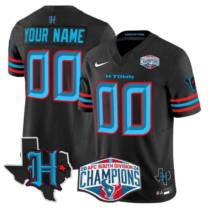 Houston Texans Custom Black Jersey - All Stitched - Black — view 1
