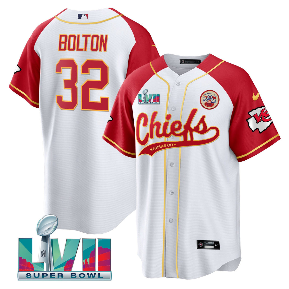 Men's Chiefs Super Bowl LVII Alternate Cool Base Jersey - All Stitched - White - Nick Bolton — view 1