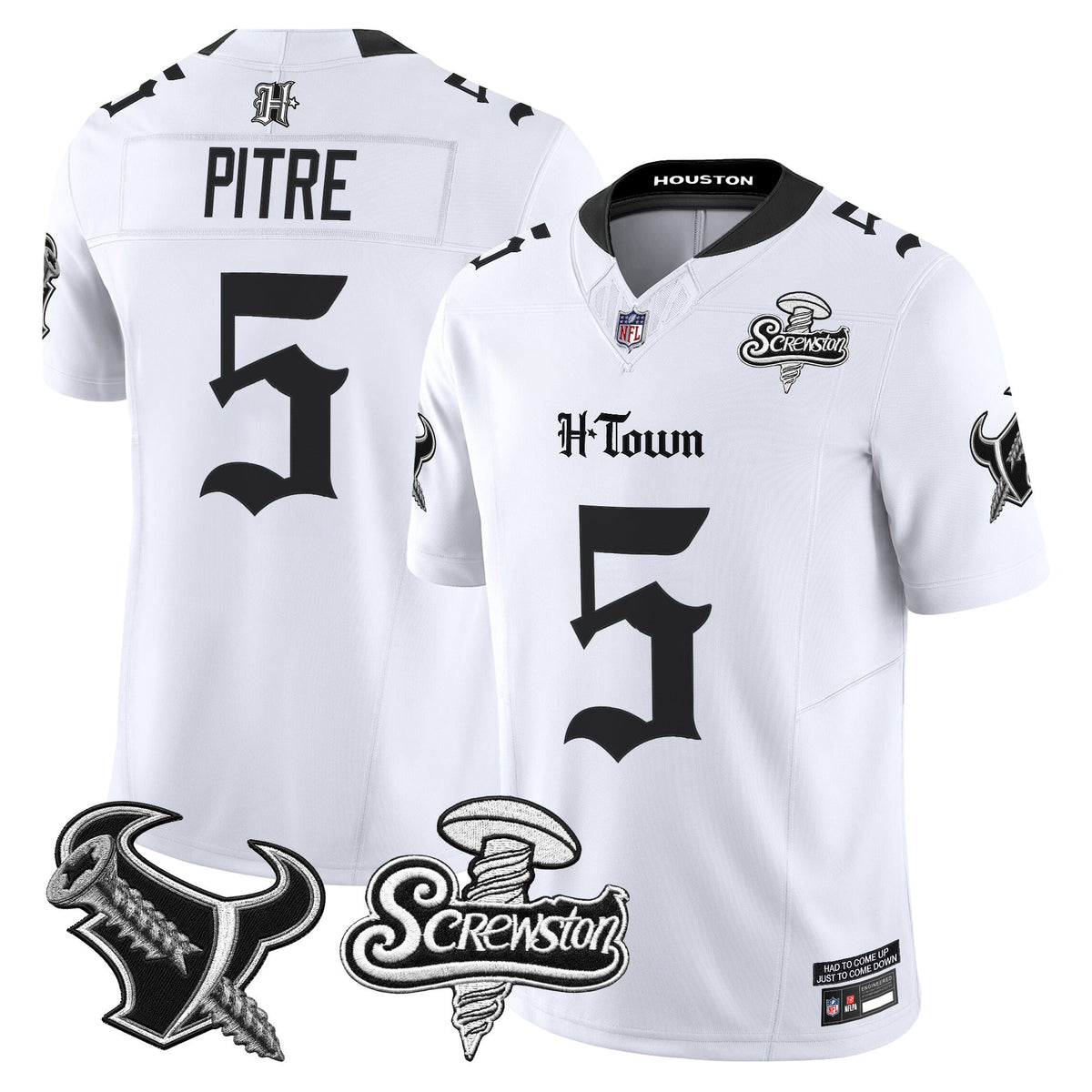 Men's Houston Texans DJ Screw Vapor Limited Jersey - Gothic Edition - All Stitched - White - Jalen Pitre — view 1