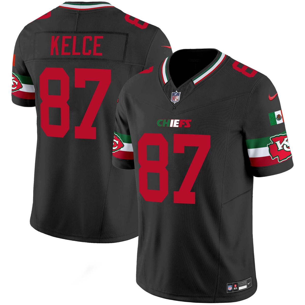 Men's Chiefs Mexico Vapor Limited Jersey - All Stitched - Black - Travis Kelce — view 1