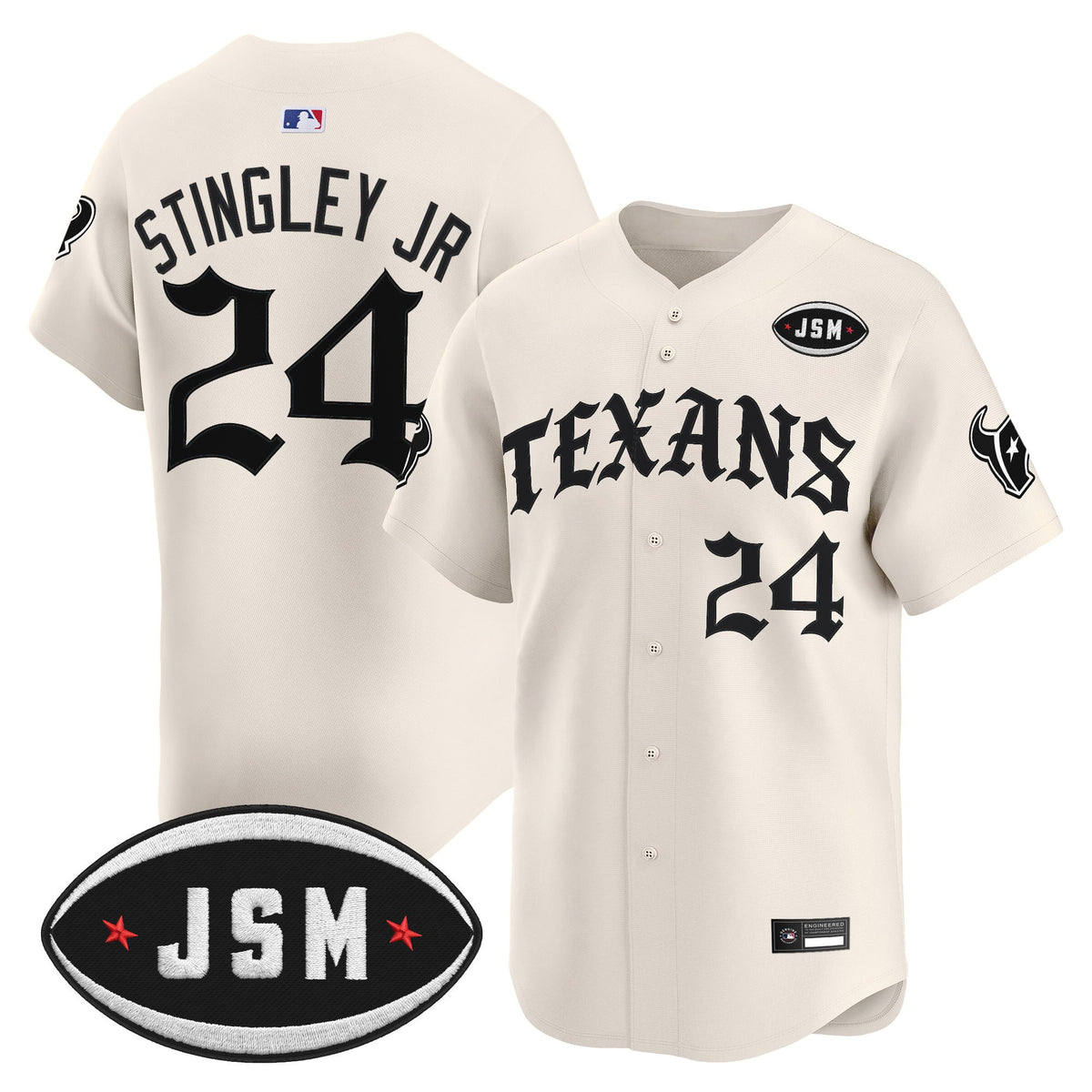 Men's Houston Texans 'Old English Edition' Vapor Premier Limited Jersey - All Stitched - Cream - Derek Stingley Jr — view 1