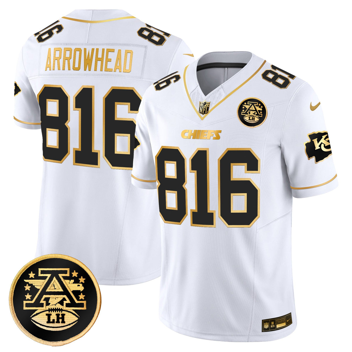 Men's Kansas City Chiefs 2025 Gold Vapor Limited Jersey - All Stitched - White Gold - Arrowhead 816 — view 1