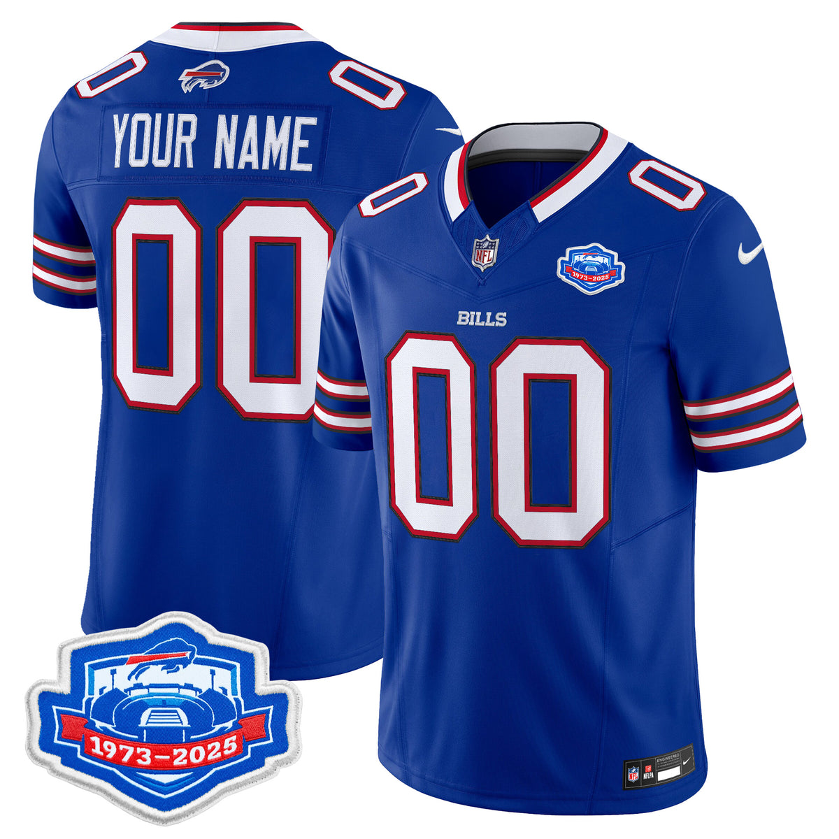 Buffalo Bills 1973 - 2025 Farewell Season Patch Vapor Limited Custom Jersey - All Stitched - Royal — view 1