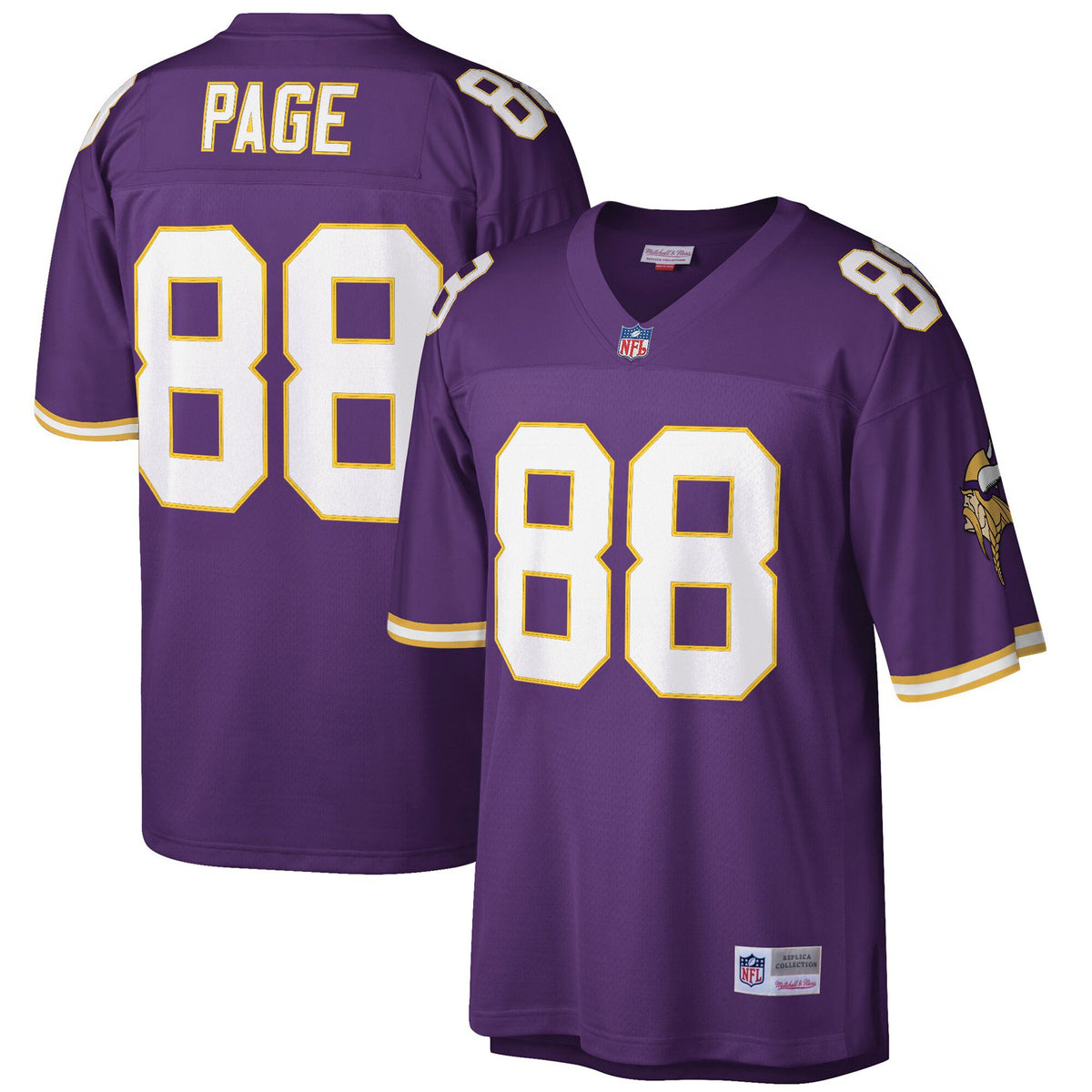Men's Minnesota Vikings Throwback Player Jersey - All Stitched - Purple Retired - Alan Page — view 1