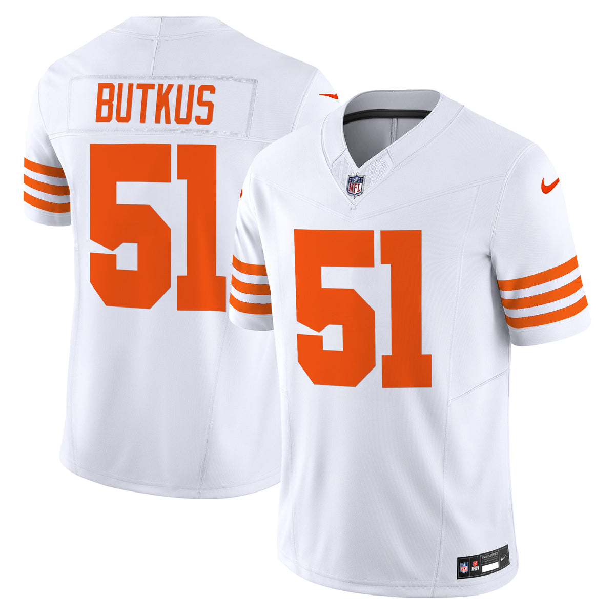 Men's Chicago Bears Throwback Vapor Limited Jersey - All Stitched - White - Dick Butkus — view 1