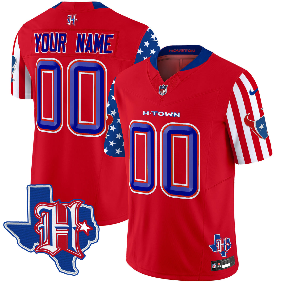 Houston Texans American Style Vapor Limited Custom Jersey - All Stitched - Red — view 1