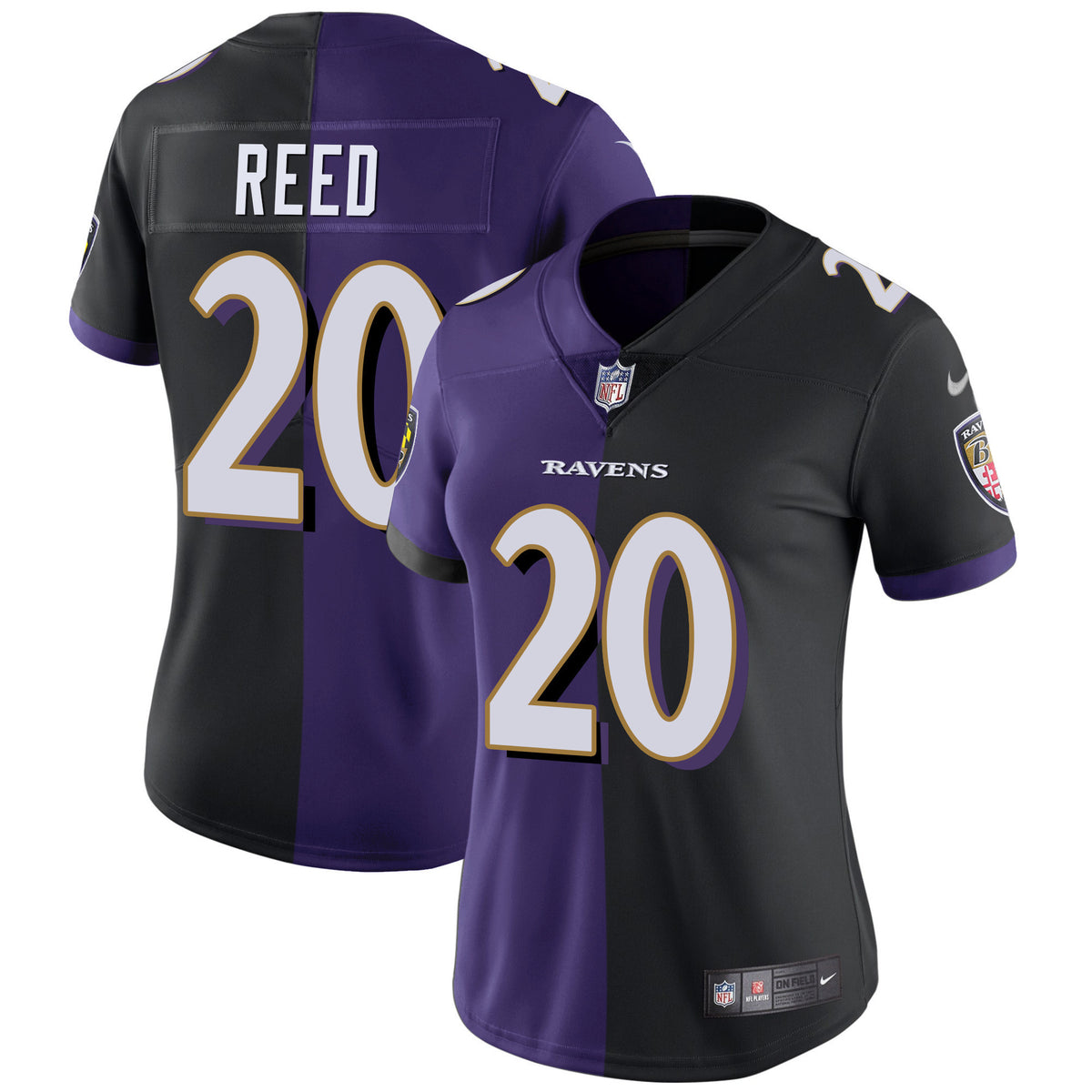 Ravens Split Vapor Jersey - All Stitched - Women - Ed Reed — view 1