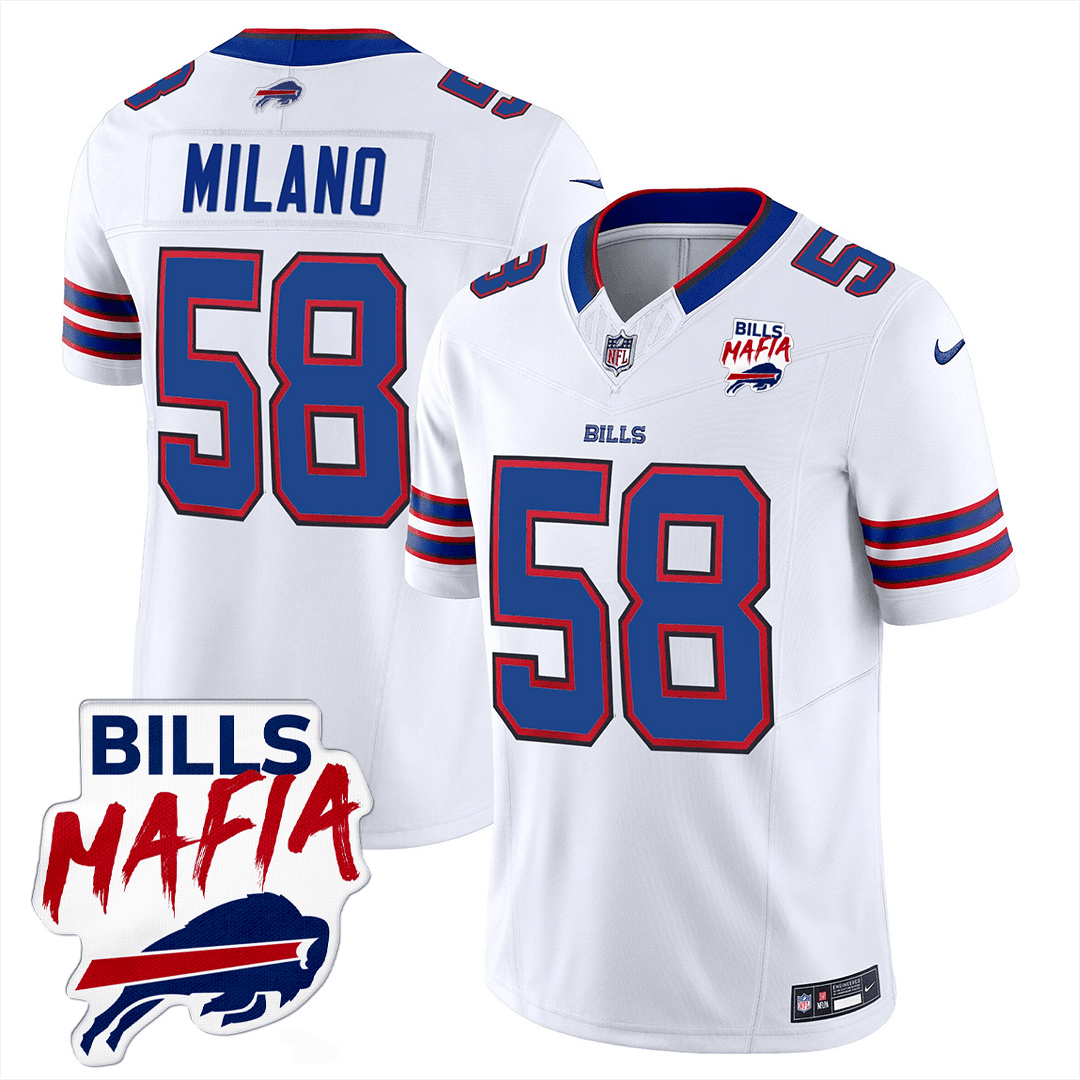 Men’s Buffalo Bills Bills Mafia Patch Limited Jersey - All Stitched - White - Matt Milano — view 1