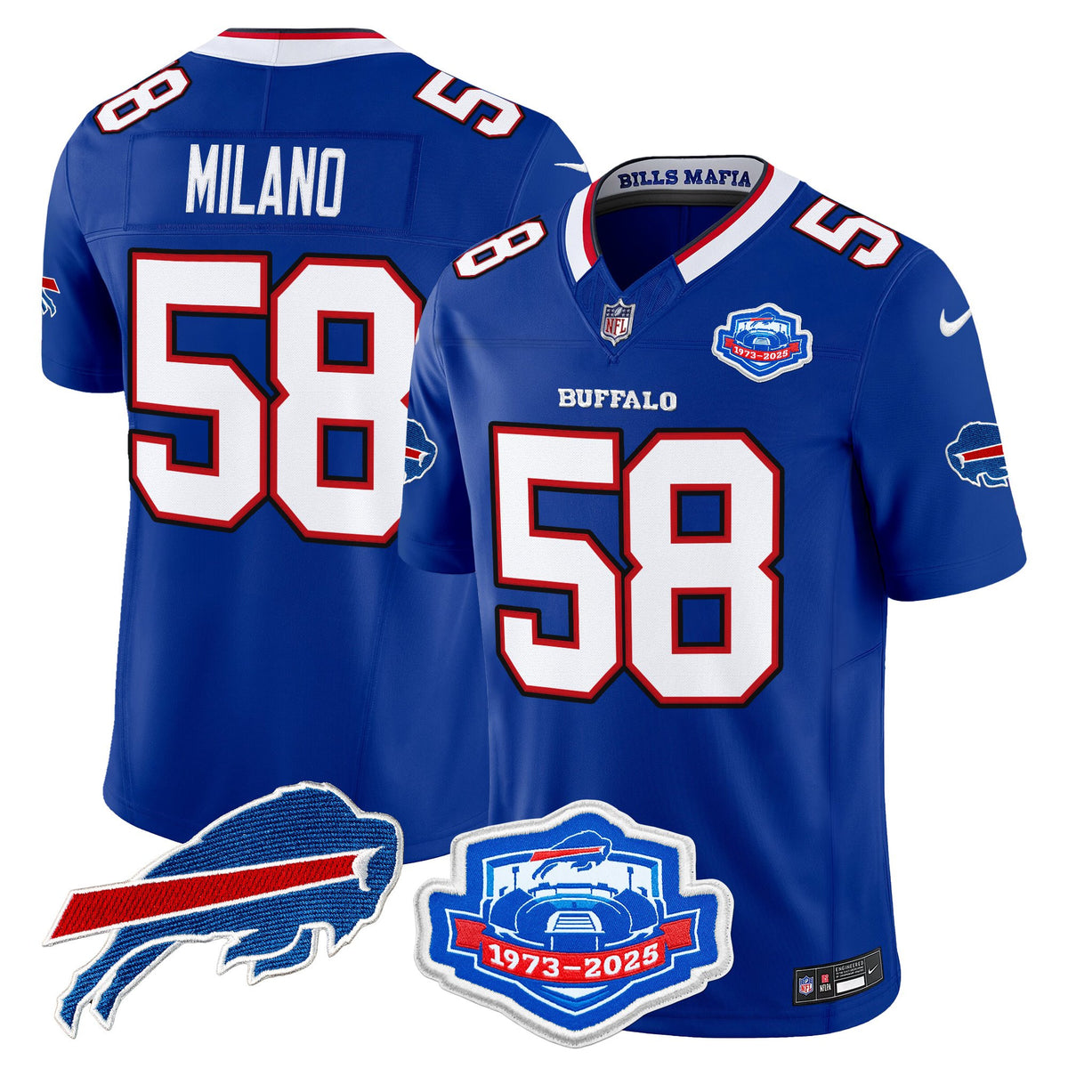 Men's Buffalo Bills 2025 Rivalries Vapor Limited Jersey - Farewell Season Patch - All Stitched - Royal - Matt Milano — view 1