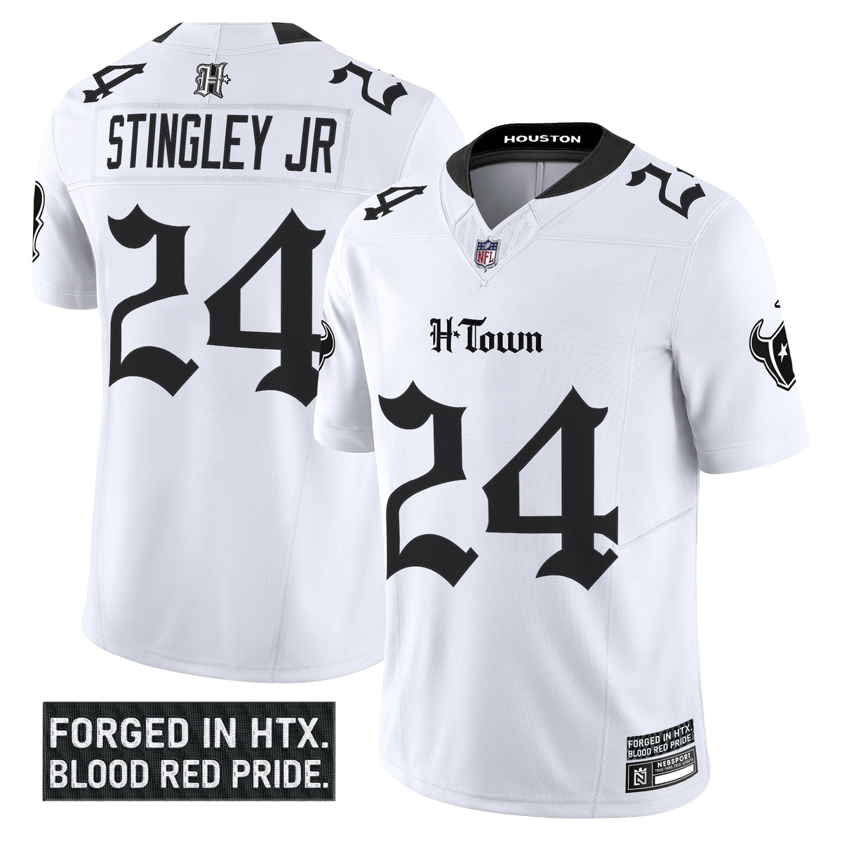 Men's Houston Texans 'Gothic Lone Star Shadows Edition' Vapor Limited Jersey - All Stitched - White - Derek Stingley Jr ~0132132 — view 1