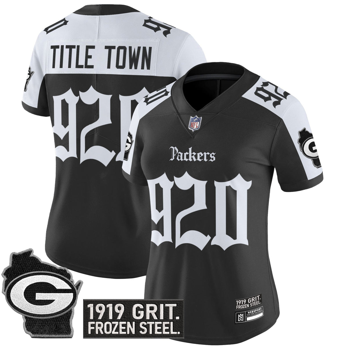 Women's Green Bay Packers 'Gothic Frozen Tundra Edition' Vapor Limited Jersey - All Stitched - Alternate - Title Town 920 — view 1