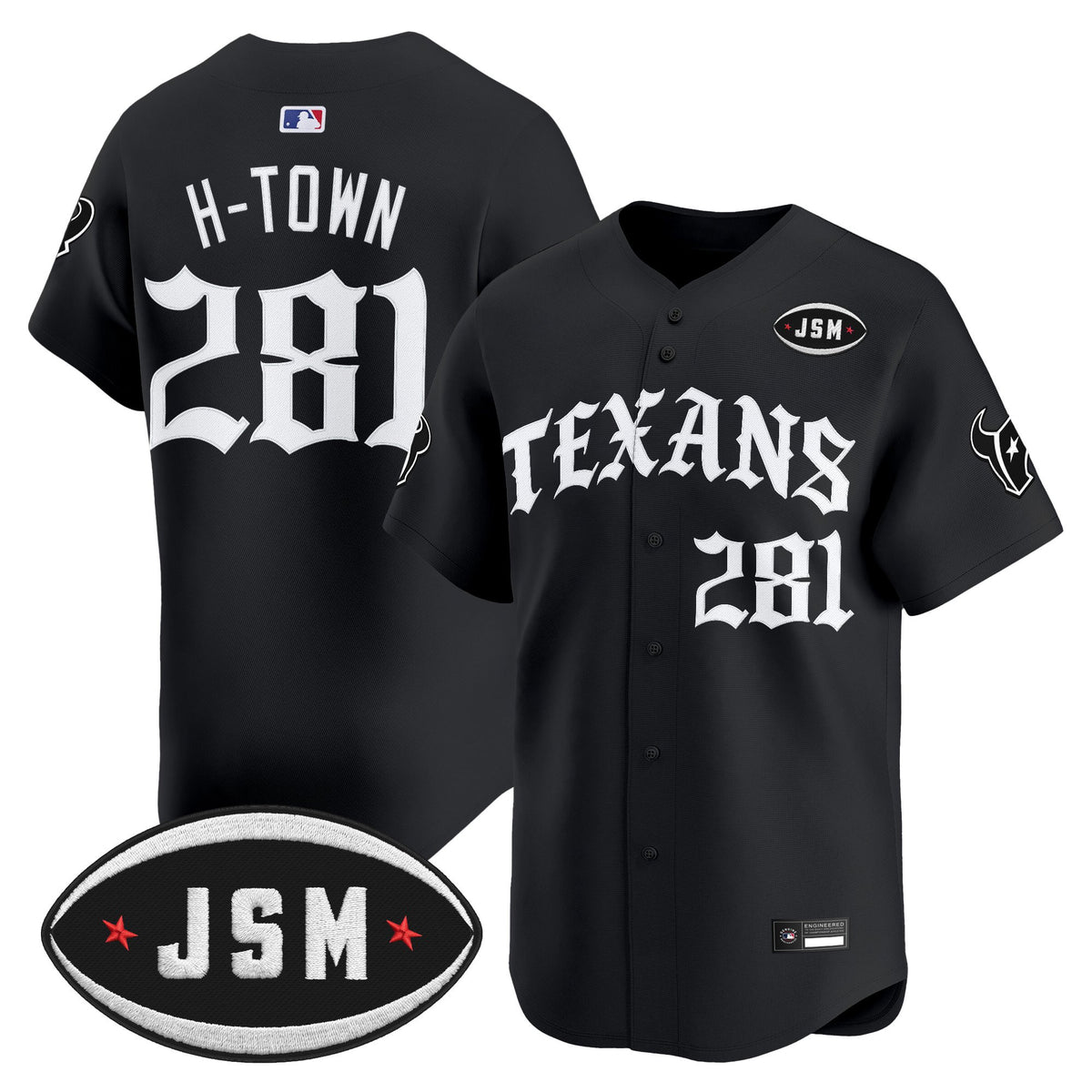 Men's Houston Texans 'Old English Edition' Vapor Premier Limited Jersey - All Stitched - Black - H‑Town 281 — view 1