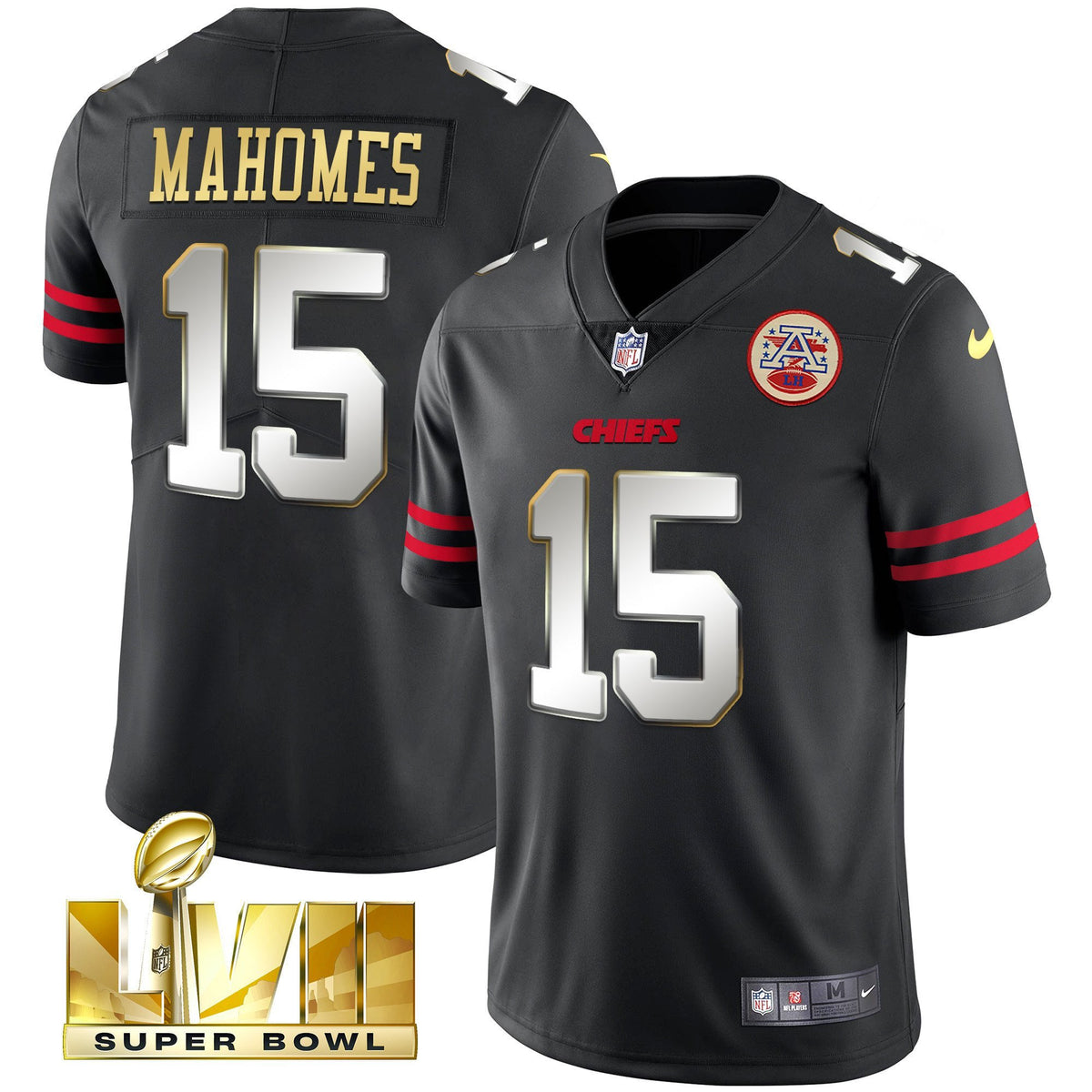 Men's Chiefs Super Bowl LVII Gold Vapor Limited Jersey - All Stitched - Gold Trim - Patrick Mahomes — view 1