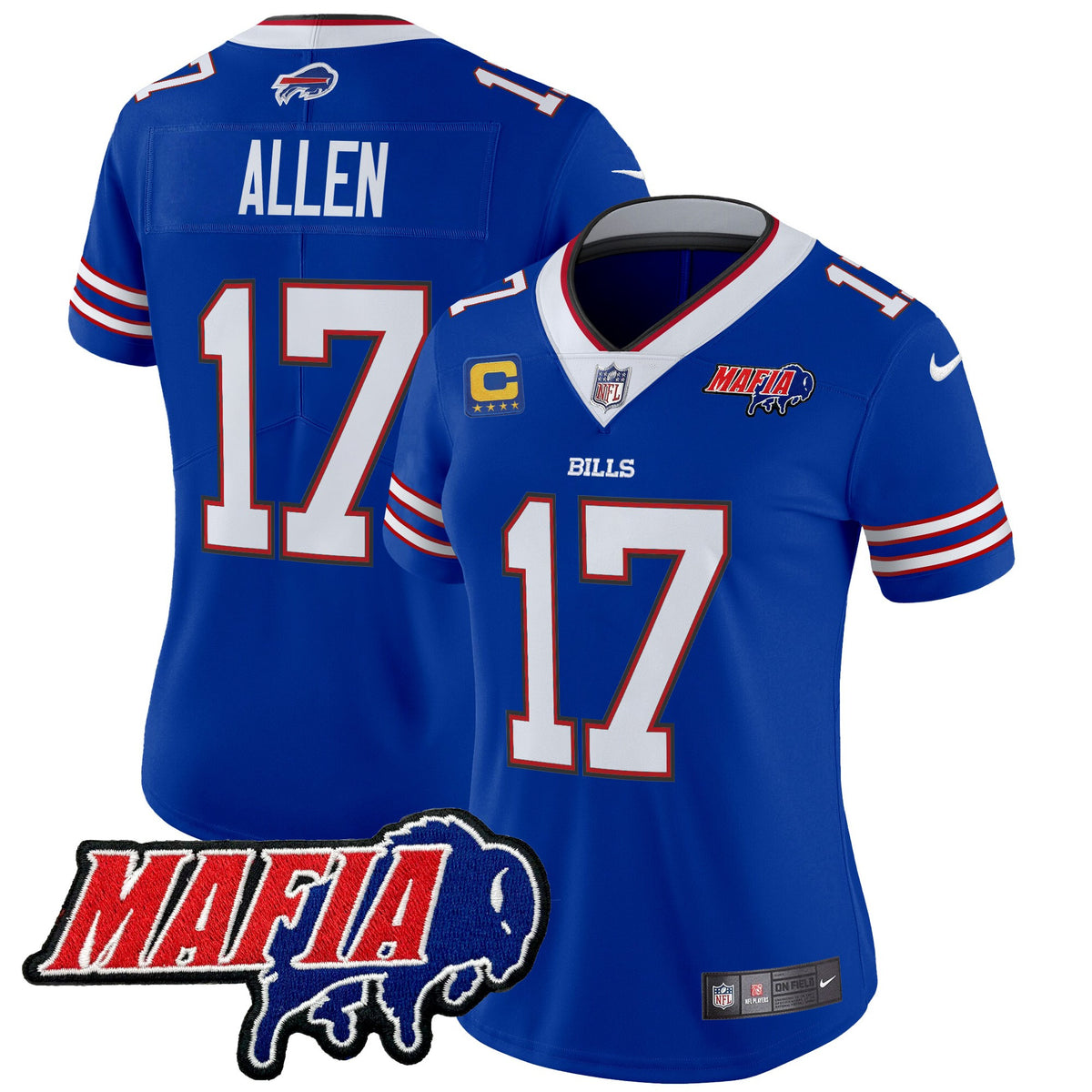 Women's Buffalo Bills 2025 Bills Mafia Patch Vapor Limited Jersey - All Stitched - Royal - Josh Allen — view 1