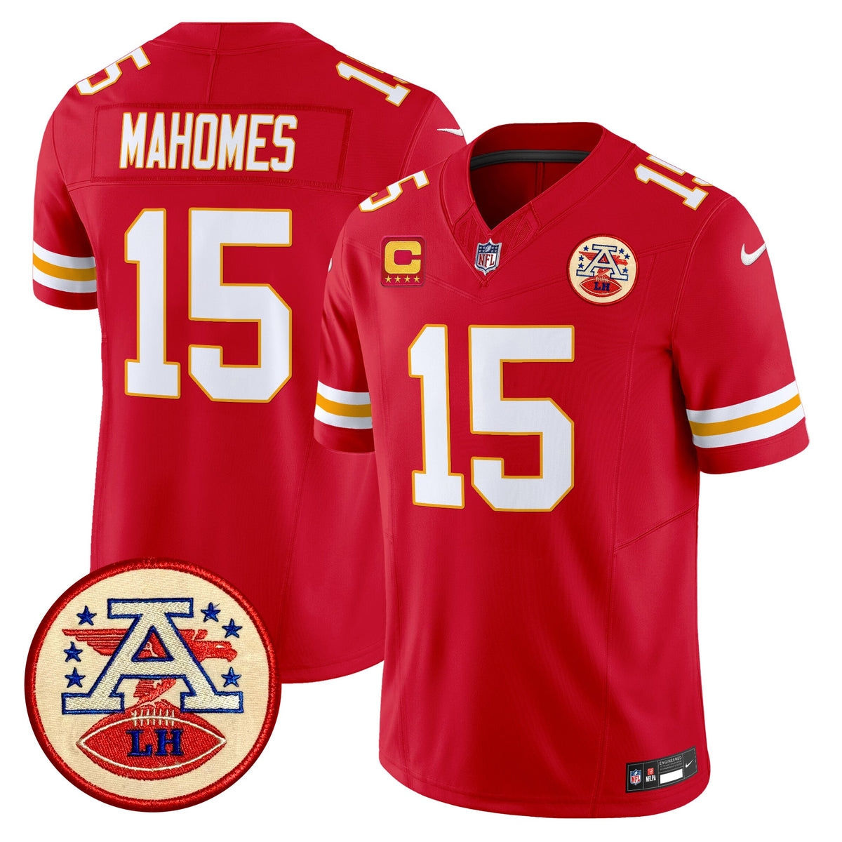Men's Chiefs 2024 Lamar Hunt Patch Vapor Limited Jersey - All Stitched - Red - Patrick Mahomes — view 1