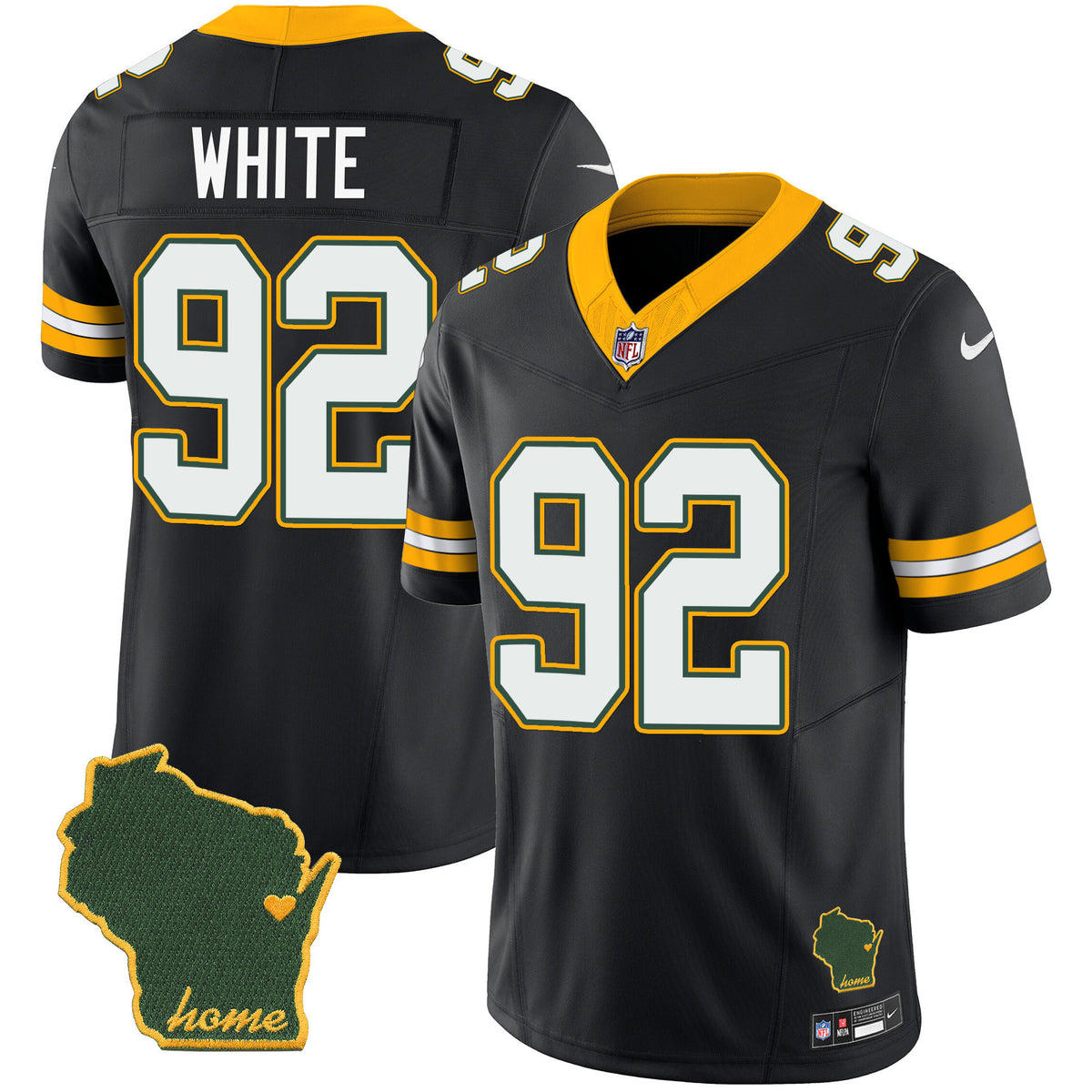 Men's Packers Home Patch Vapor Jersey - All Stitched - Black - Reggie White — view 1