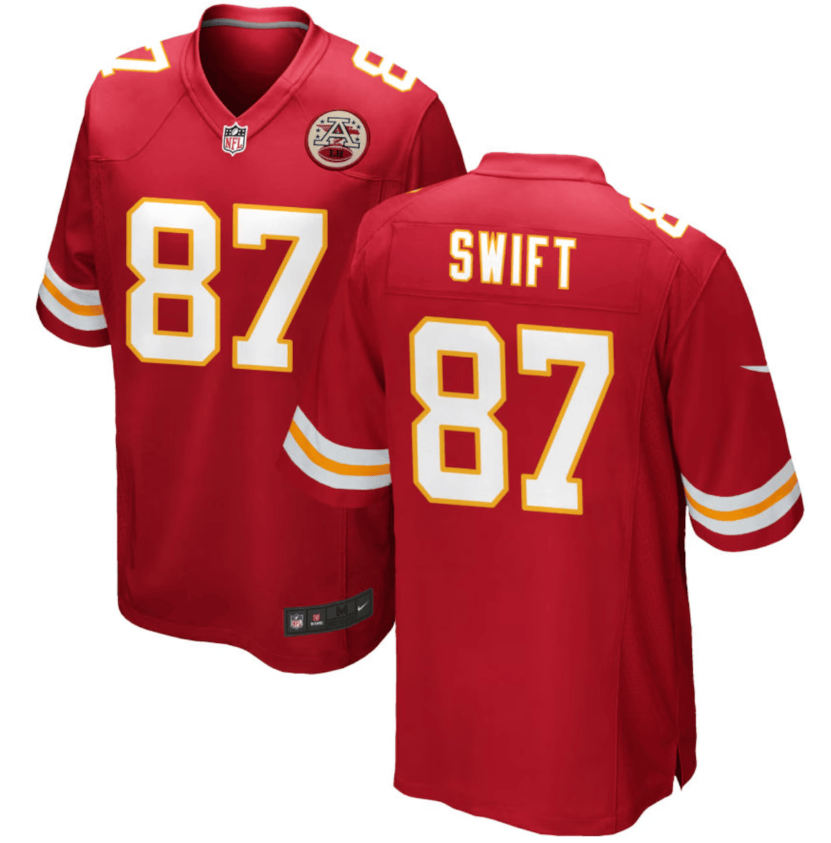 Taylor Swift #87 Kansas City Chiefs Red Jersey - All Stitched - Red — view 1