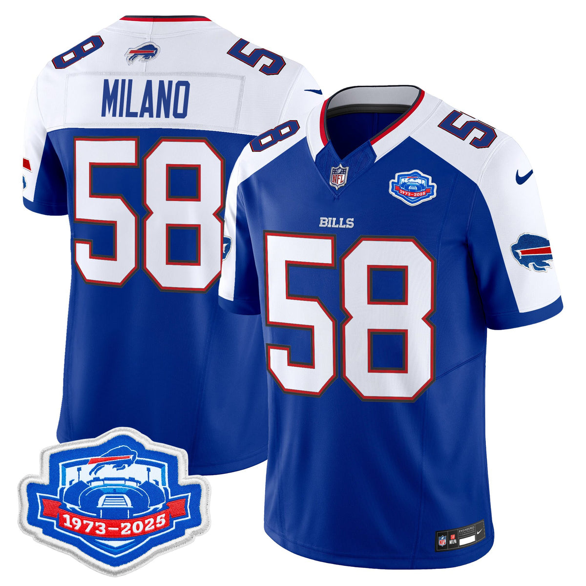 Men's Buffalo Bills 2025 Farewell Season Patch Vapor Limited Jersey - All Stitched - Royal Alternate - Matt Milano — view 1