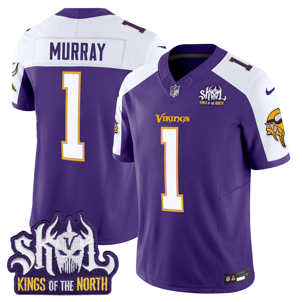 Men's Minnesota Vikings King Of The North Patch Throwback Vapor Limited Jersey - All Stitched - Purple Alternate - Kyler Murray — view 1