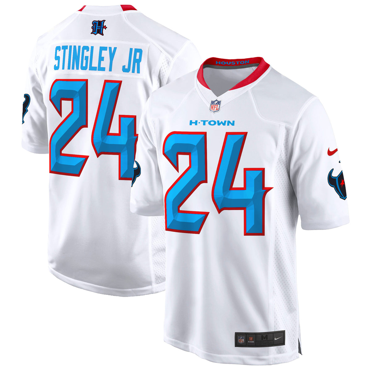 Men's Houston Texans 2024 Game Jersey - All Stitched - White - Derek Stingley Jr — view 1