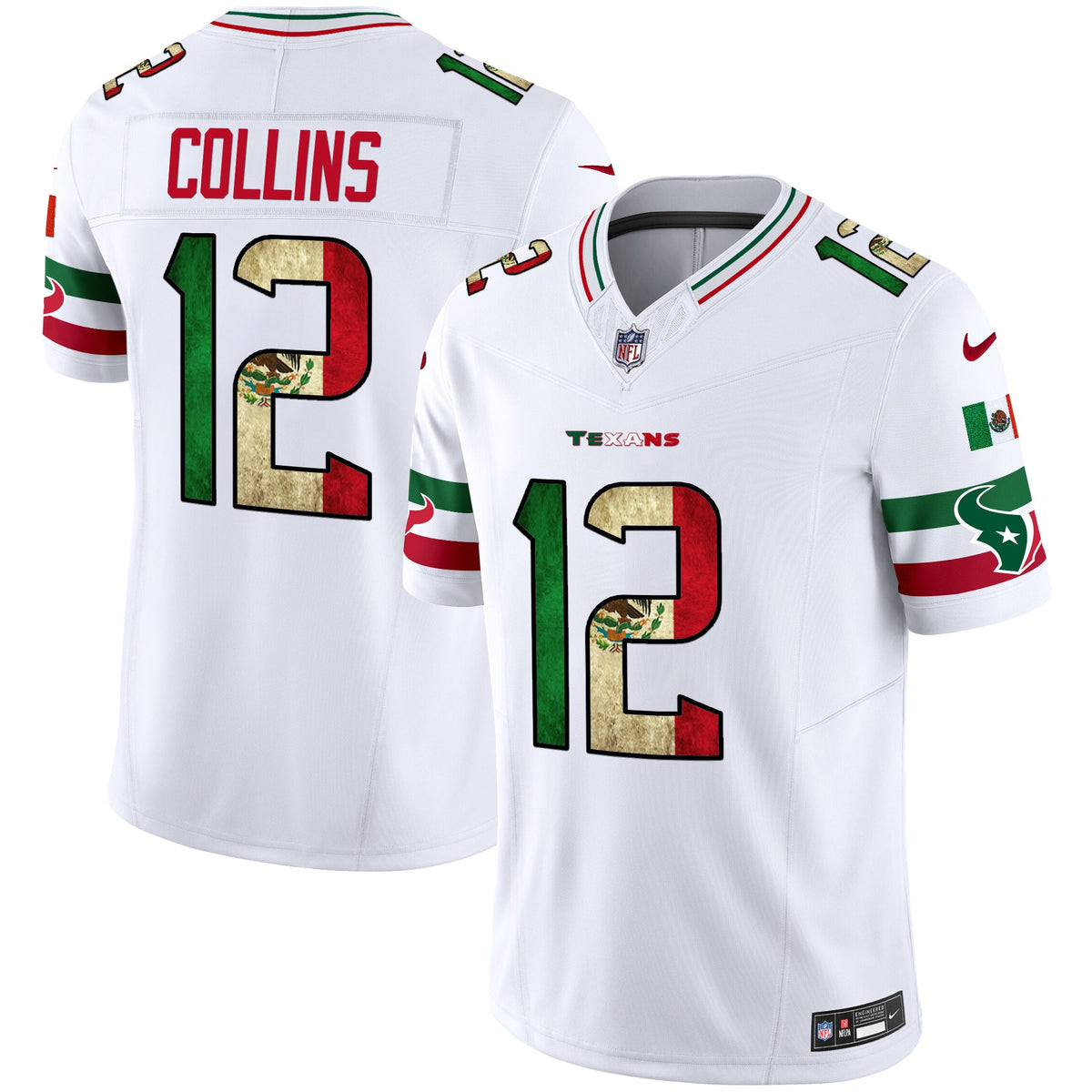Men's Houston Texans 2025 Mexico Vapor Limited Jersey - All Stitched - White - Nico Collins — view 1