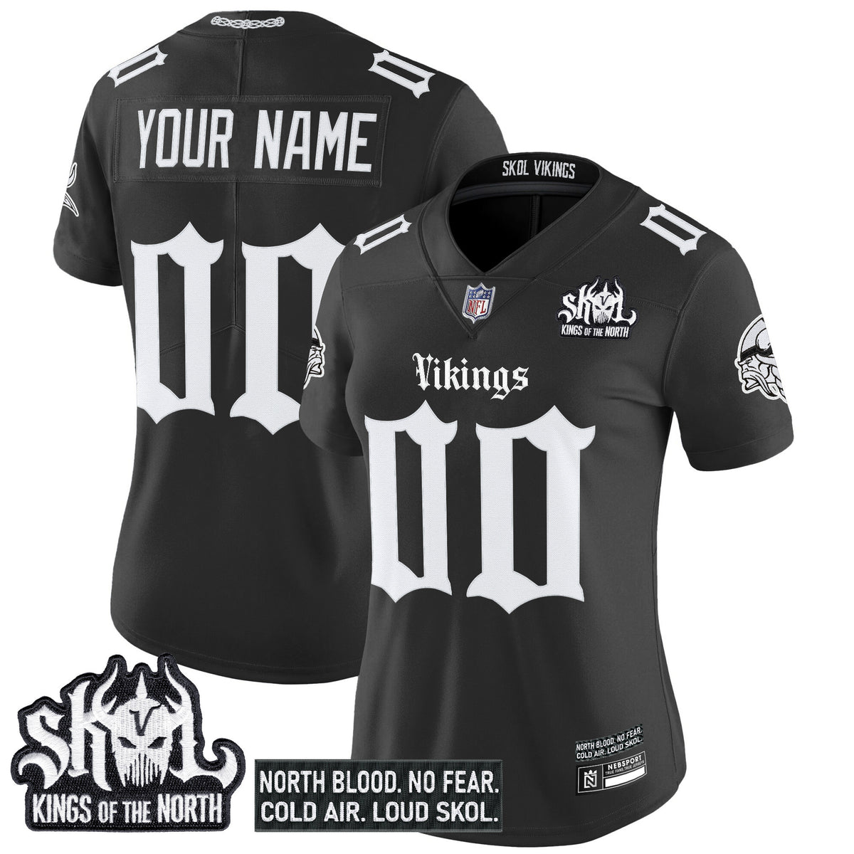 Minnesota Vikings 'Gothic Norseblood Edition' Vapor Limited Custom Jersey - All Stitched - Black — view 1