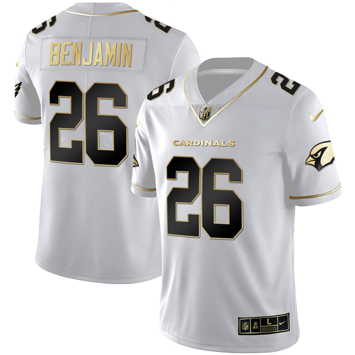 Men's Arizona Cardinals Black Gold & White Gold Vapor Limited Jersey - All Stitched - White Gold - Eno Benjamin — view 1