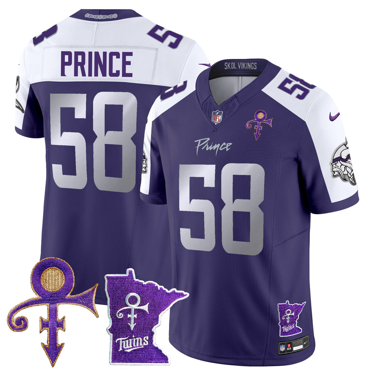 Men's Minnesota Vikings 2024 Prince Vapor Limited Jersey V2 - All Stitched - Purple Alternate - Prince 1958 — view 1