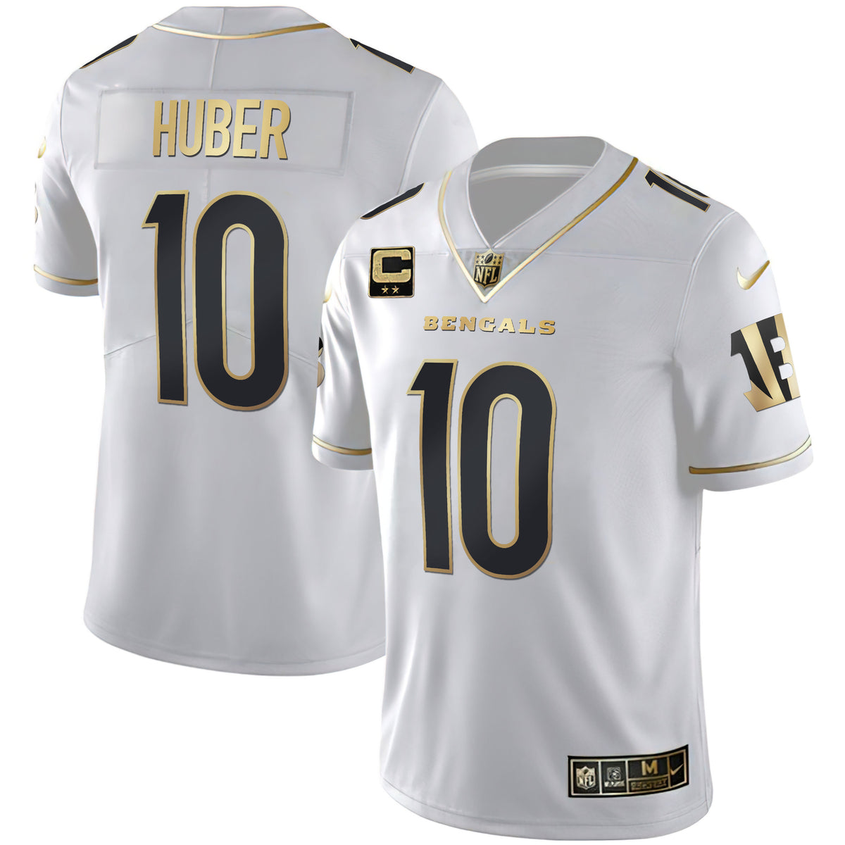 Men's Cincinnati Bengals White Gold & Black Gold Jersey - All Stitched - White Gold - Kevin Huber — view 1