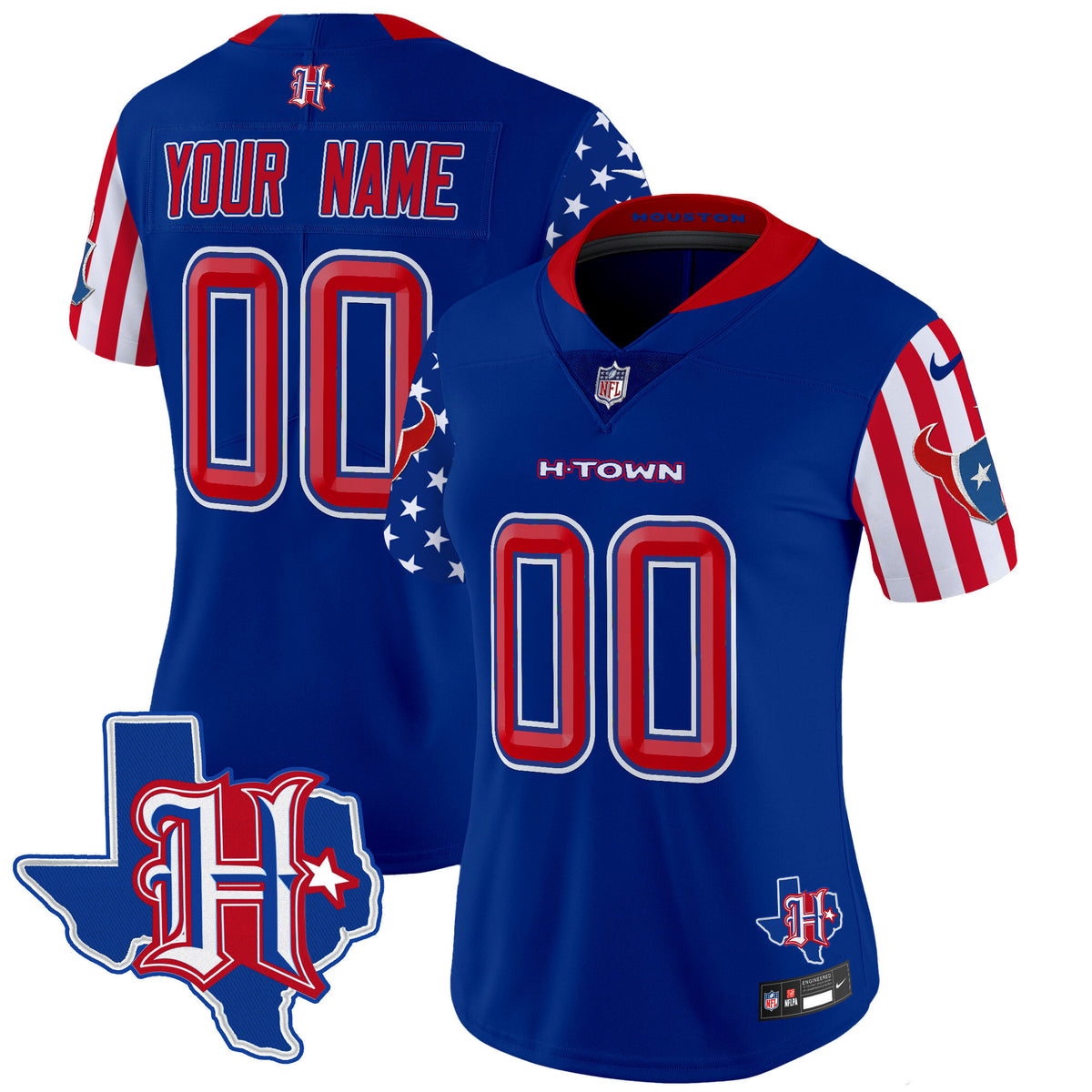 Houston Texans American Style Vapor Limited Custom Jersey - All Stitched - Royal — view 1