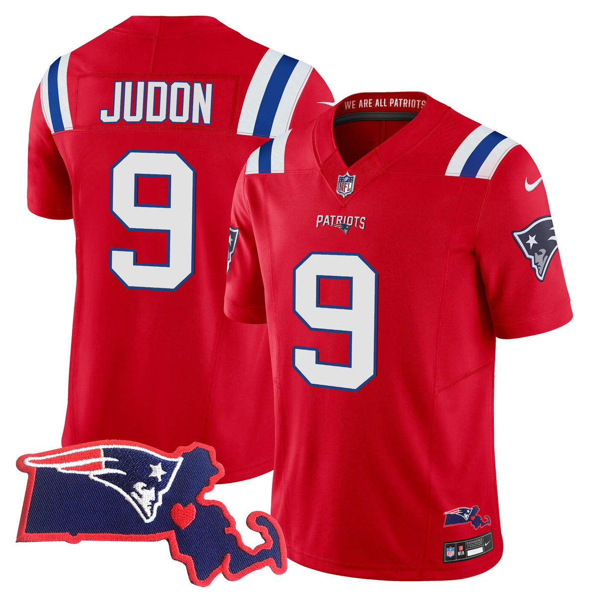 Women's Patriots Bill Belichick 6x Champions Vapor Jersey - All Stitched - Red - Matthew Judon — view 1