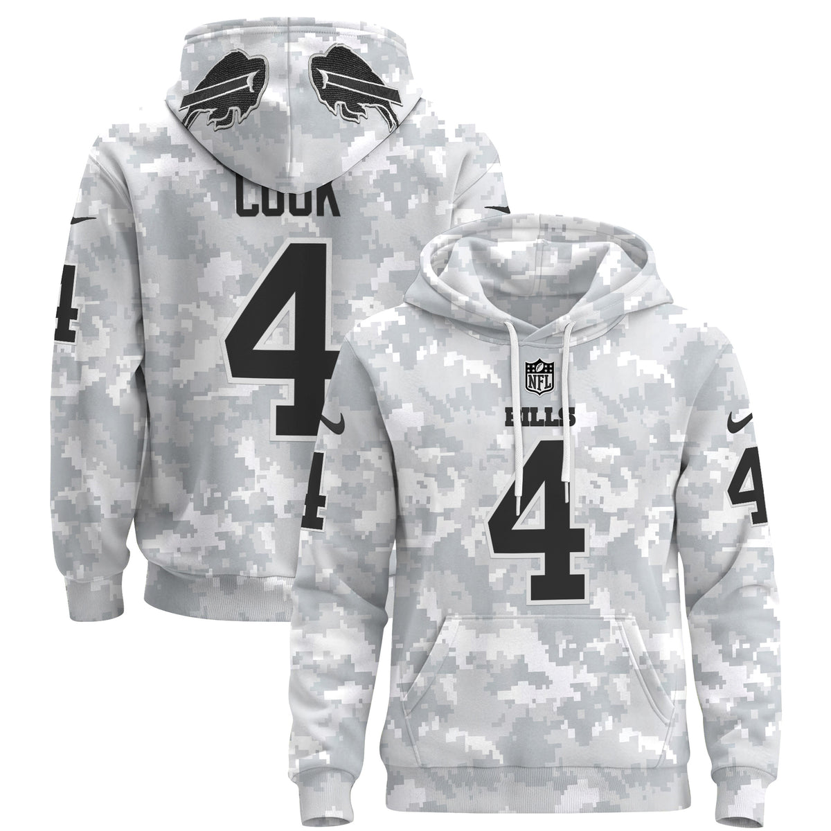 Buffalo Bills 2024 Salute to Service Pullover Hoodie - All Stitched - James Cook — view 1