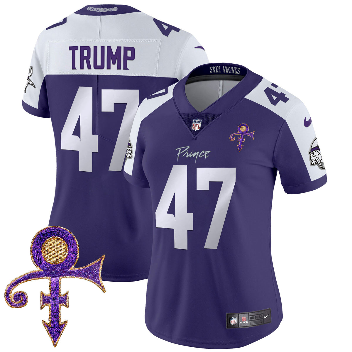 Women's Minnesota Vikings 2024 Prince Vapor Limited Jersey - All Stitched - Purple Alternate - Donald Trump — view 1