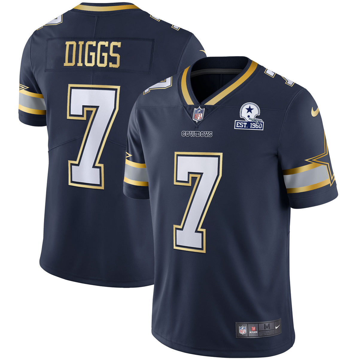 Men's Cowboys Vapor Gold Jersey - All Stitched - Navy Gold - Trevon Diggs — view 1
