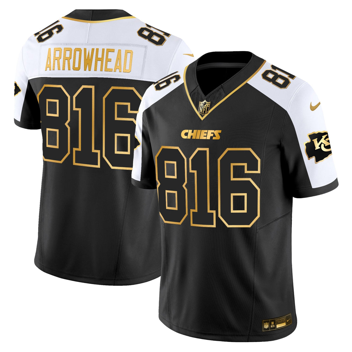Men's Kansas City Chiefs 2025 Gold Vapor Limited Jersey - All Stitched - Alternate - Arrowhead 816 — view 1