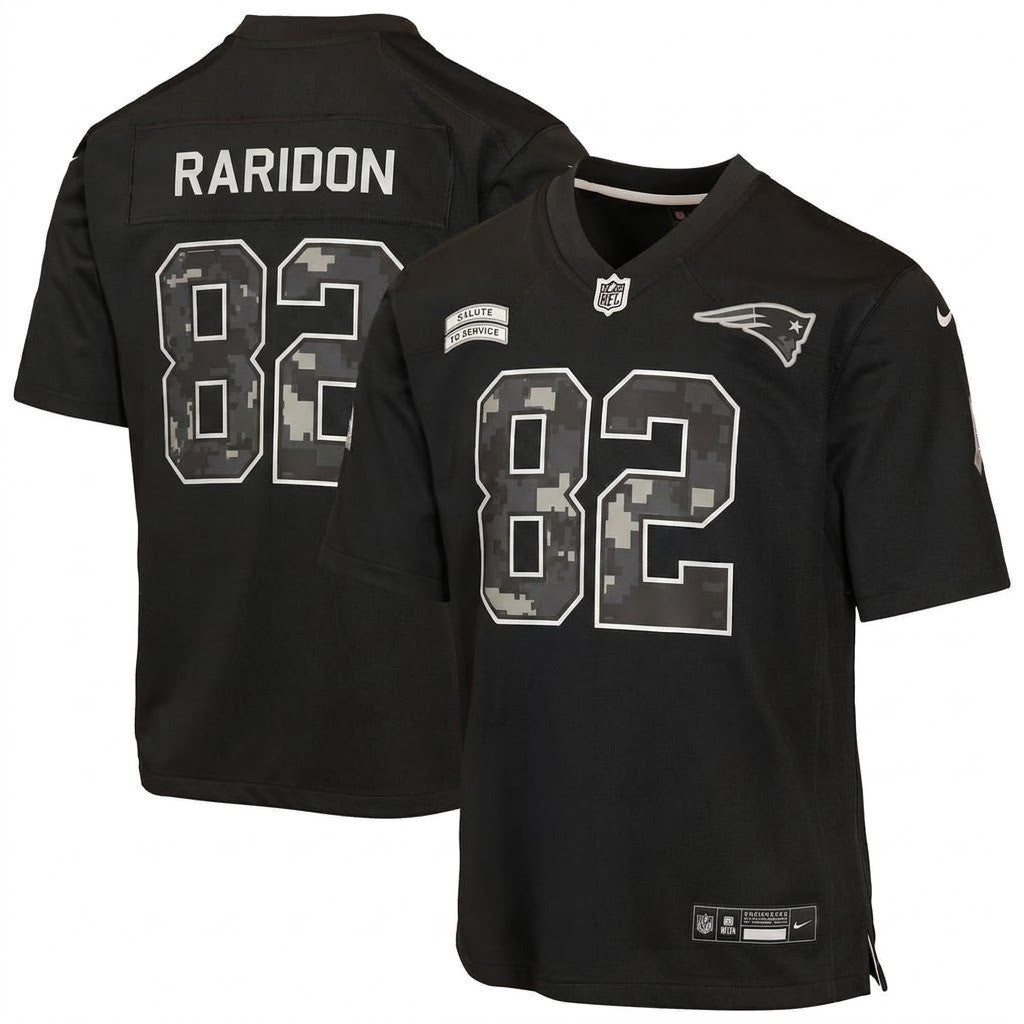 Eli Raridon #82 New England Patriots Salute to Service Game Jersey - All Stitched - Salute to Service — view 1