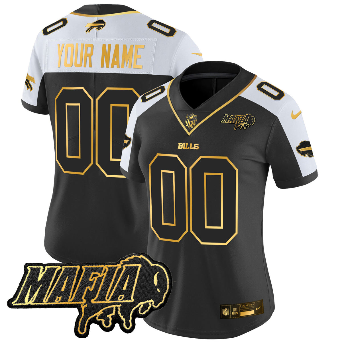 Buffalo Bills 2025 Bills Mafia Patch Gold Vapor Limited Custom Jersey - All Stitched - Alternate — view 1