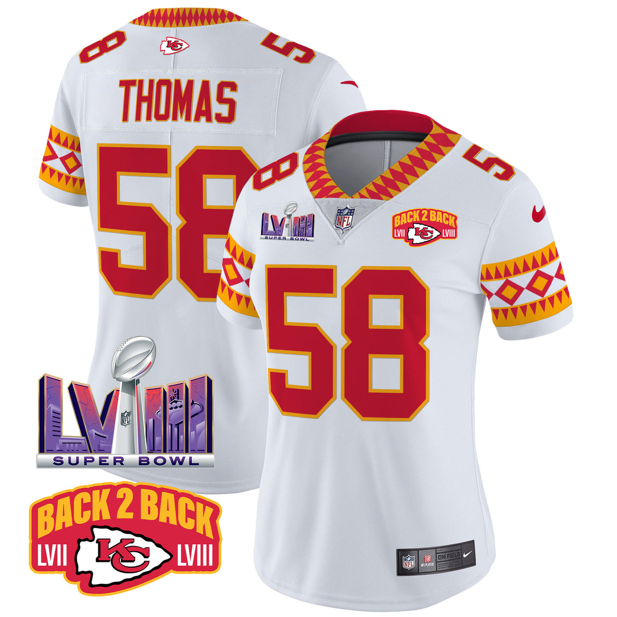 Women's Chiefs Special Vapor Limited Jersey - All Stitched - White - Derrick Thomas — view 1