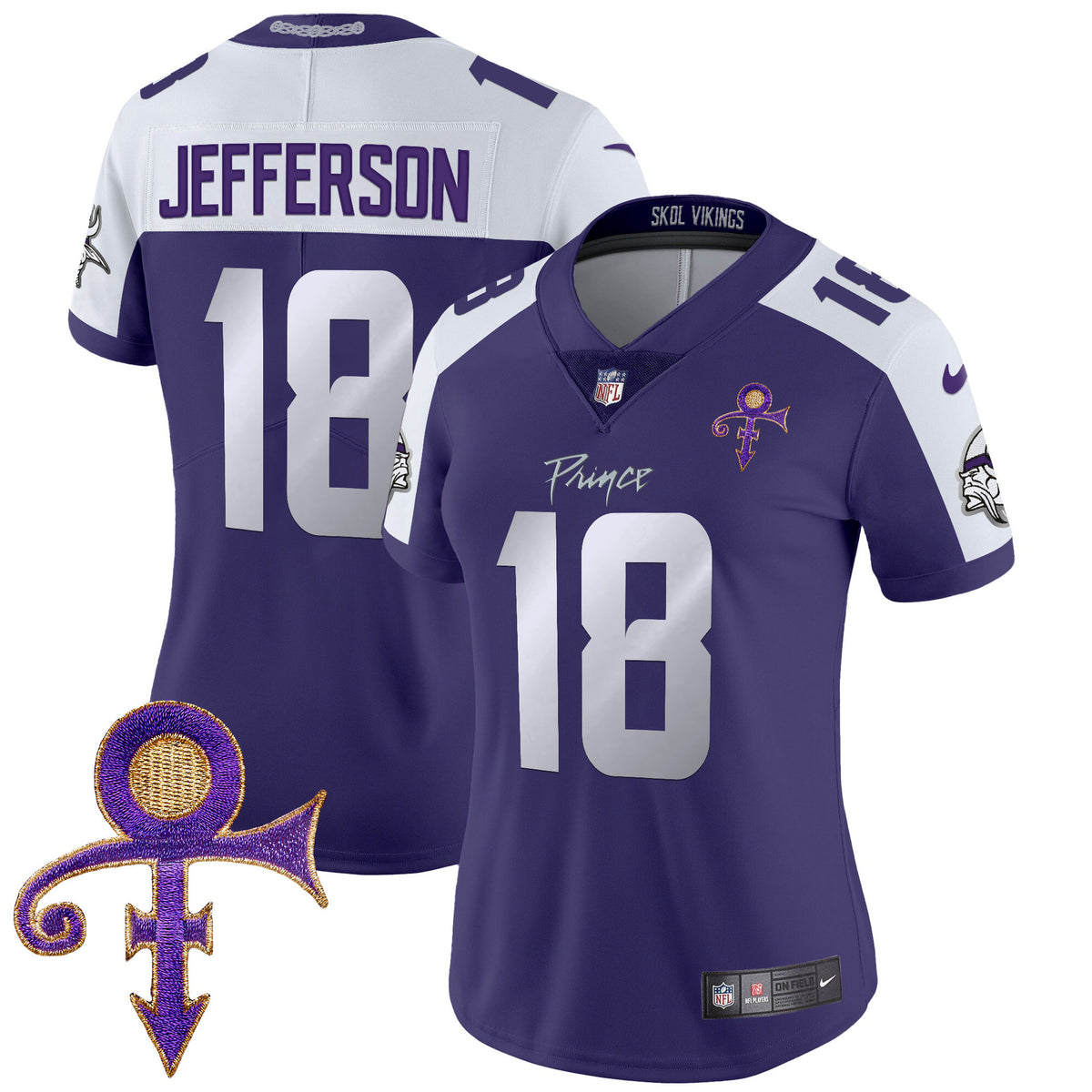 Women's Minnesota Vikings 2024 Prince Vapor Limited Jersey - All Stitched - Purple Alternate - Justin Jefferson — view 1