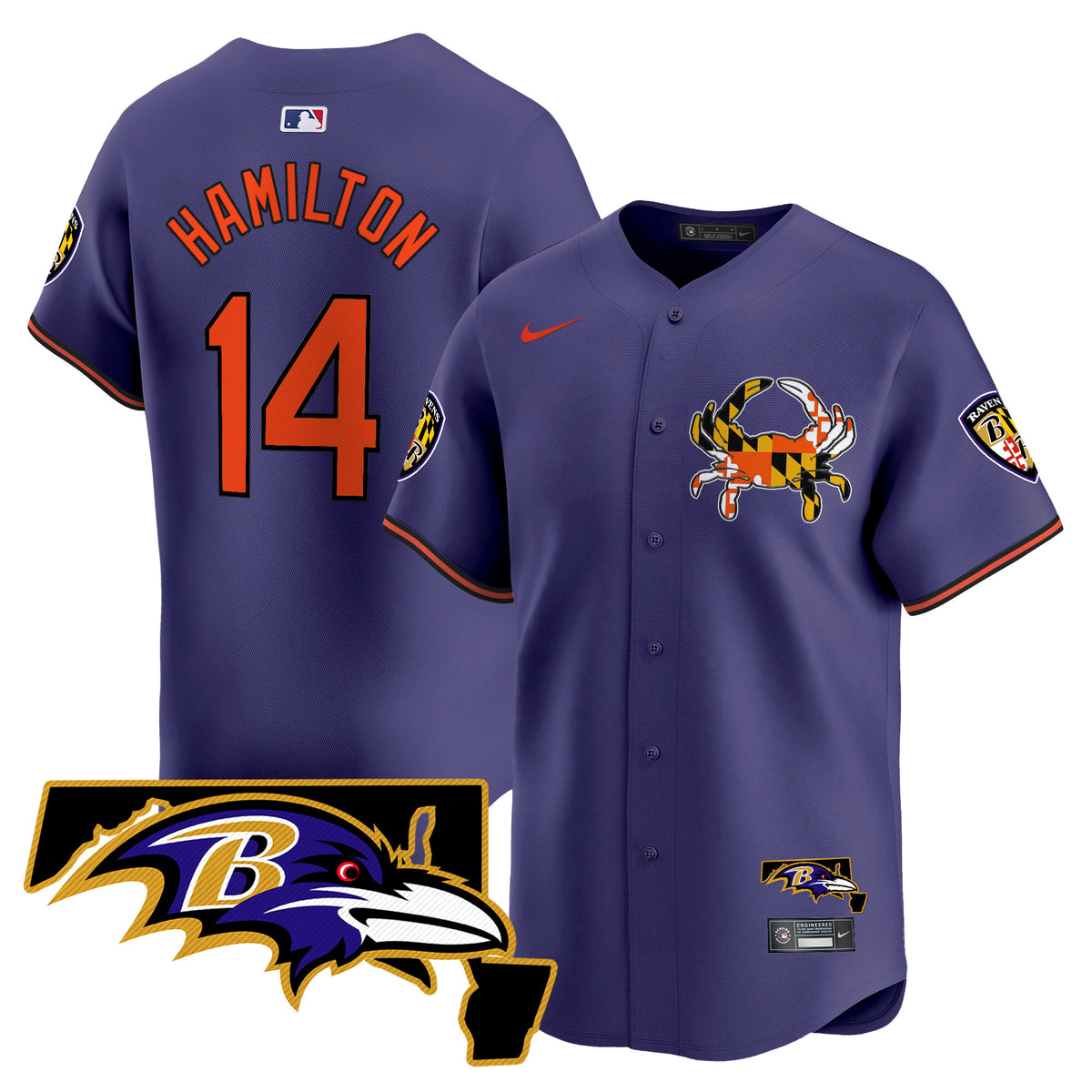 Men's Baltimore Ravens 2024 Vapor Premier Baseball Jersey - All Stitched - Purple - Kyle Hamilton — view 1