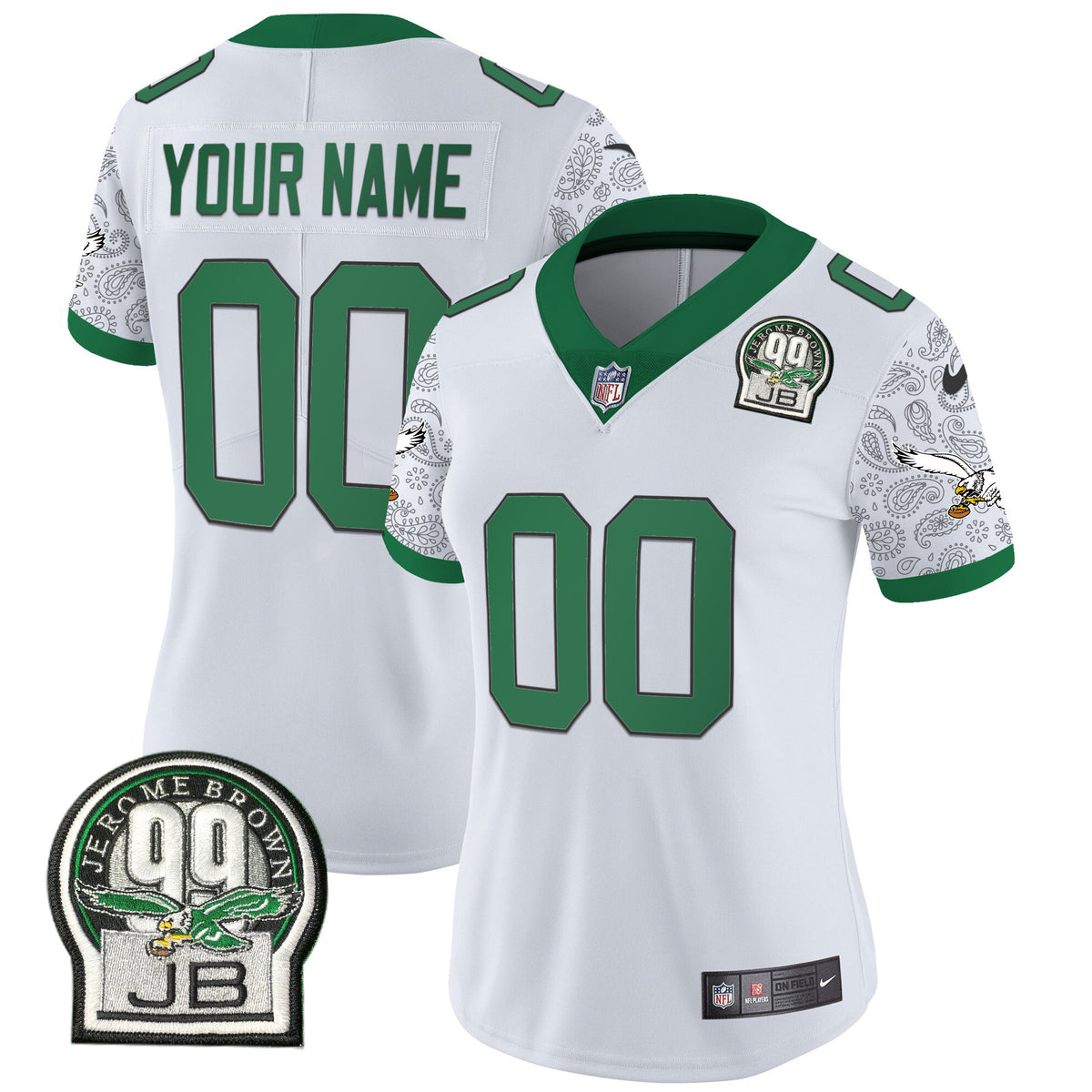 Eagles Kelly Green Vapor Limited Custom Jersey V4 - All Stitched - Kelly White — view 1