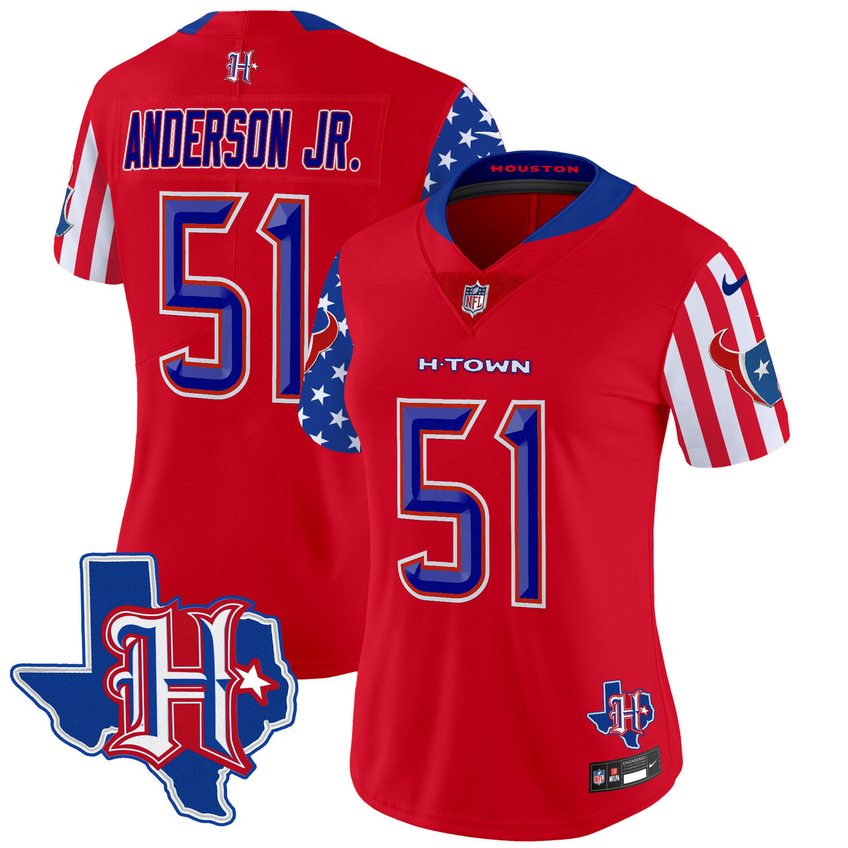 Women's Houston Texans American Style Vapor Limited Jersey - All Stitched - Red - Will Anderson Jr — view 1