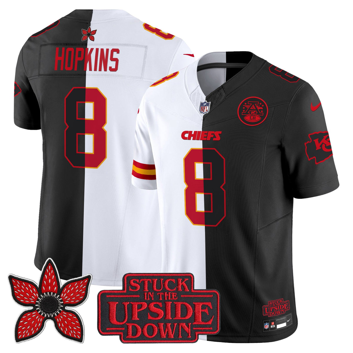 Men's Kansas City Chiefs 'Upside Down Edition' Vapor Limited Jersey - All Stitched - White-Black - DeAndre Hopkins — view 1