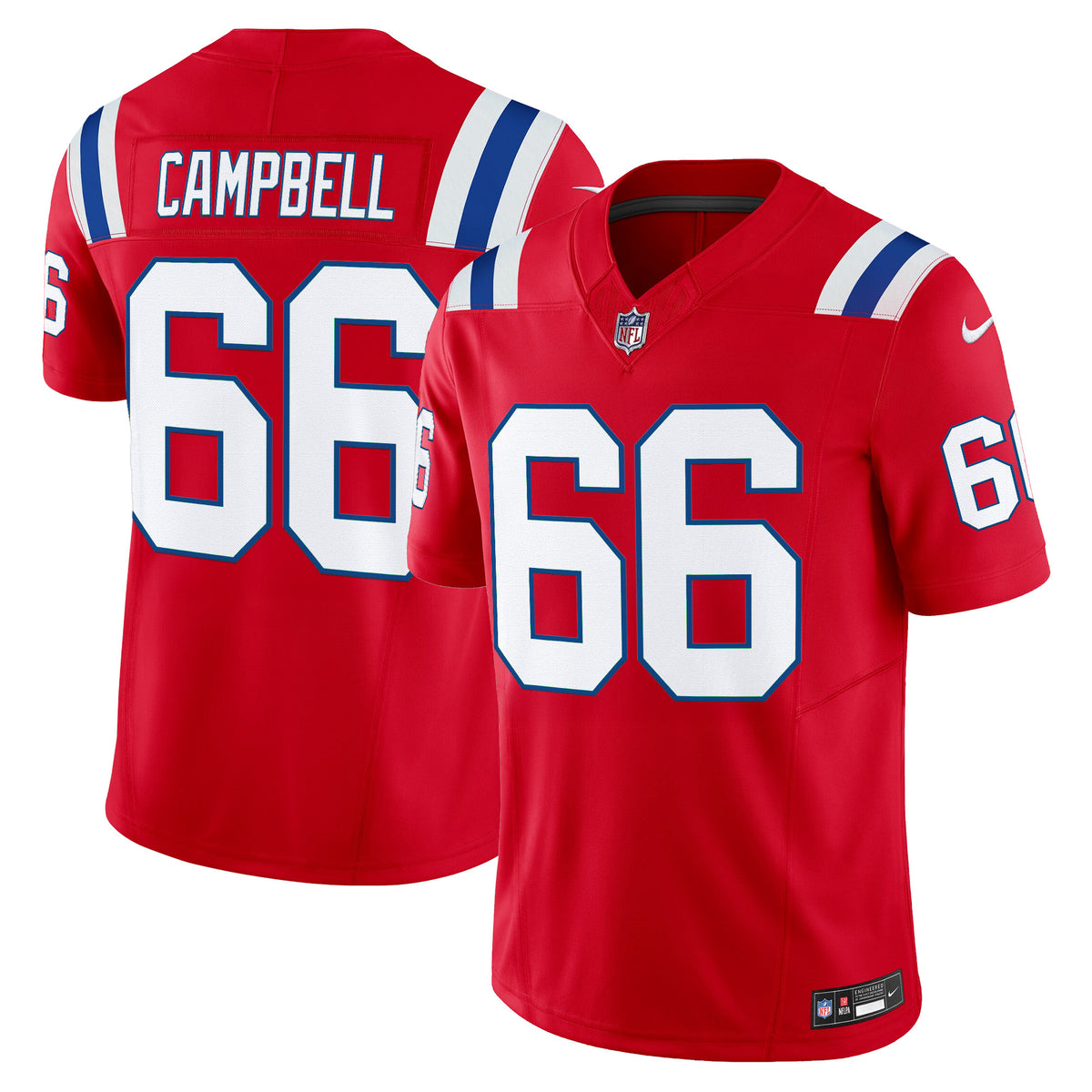 Men's New England Patriots 2025 Vapor Limited Jersey - All Stitched - Red - Will Campbell — view 1