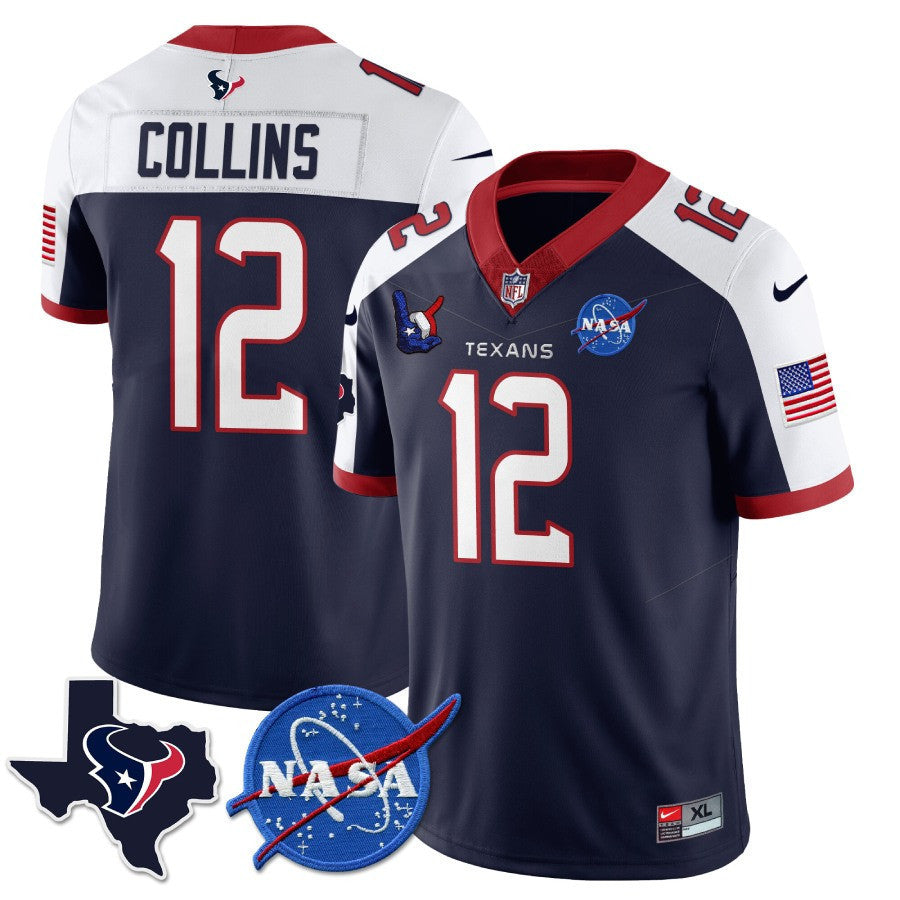 Men’s Houston Texans Nasa Patch City Edition Jersey - All Stitched - Nico Collins - Navy Alternate — view 1