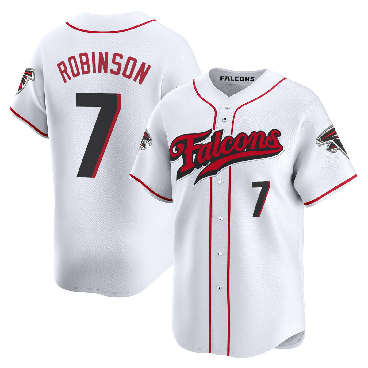 Men's Atlanta Falcons 2025 Vapor Limited Baseball Jersey - All Stitched - White - Bijan Robinson — view 1