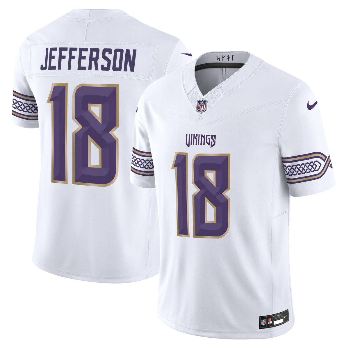 Men's Minnesota Vikings 2026 Rivalries Vapor Limited Jersey - All Stitched - White - Justin Jefferson — view 1