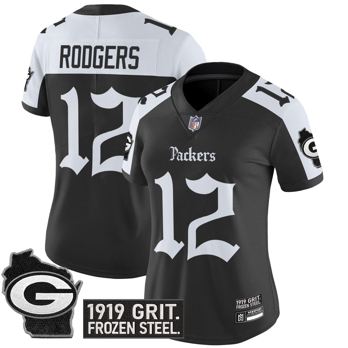 Women's Green Bay Packers 'Gothic Frozen Tundra Edition' Vapor Limited Jersey - All Stitched - Alternate - Aaron Rodgers — view 1